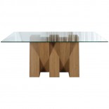 Nevada Oak Large Fixed Dining Table with CLEAR Glass